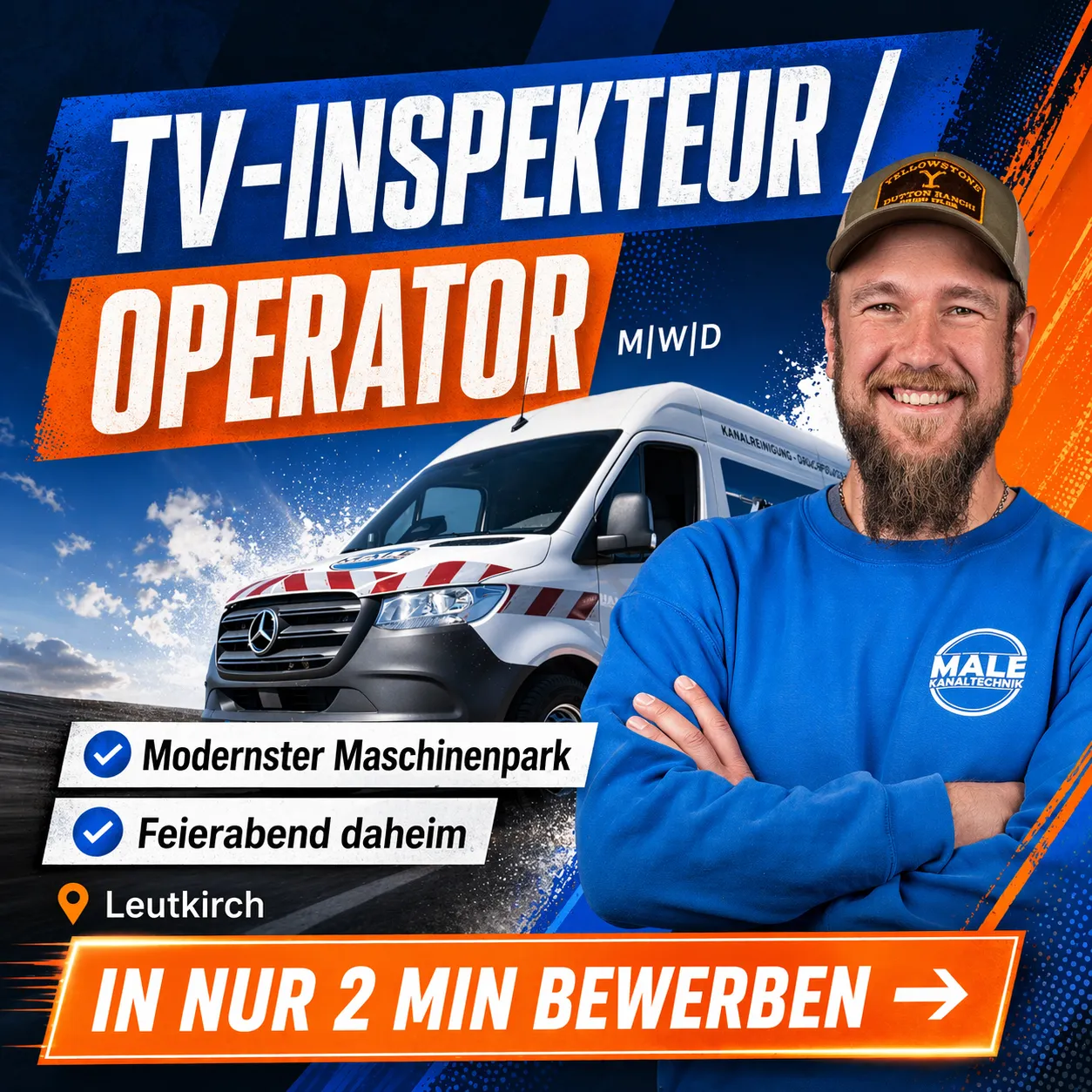 Recruiting-Anzeige für TV-Inspekteur und Operator bei MALE Kanaltechnik in Leutkirch